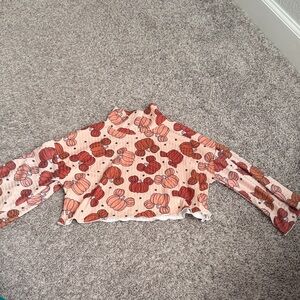 Kids' Mickey Pumpkin Print Long Sleeve crop top ribbed soft cotton 3T